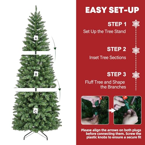 7.5 ft Prelit Pencil Christmas Tree with 792 Branch Tips