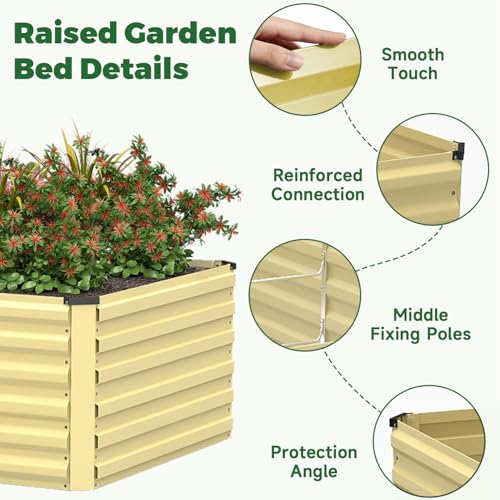8x4x2ft Outdoor Metal Raised Garden Bed