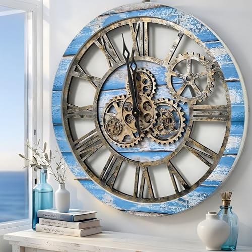 The Gears Clock The Original Real Moving Gear Wall Clock Vintage Industrial Oversized Rustic Farmhouse