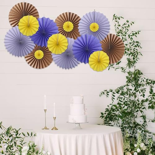 Purple Party Decorations Purple Paper Fans Bulk 16inch DIY Set