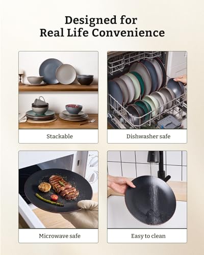 Venus Stoneware Dinnerware Sets with Pasta Bowls (24 Count)