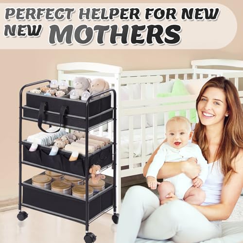 2in1 Baby Diaper Caddy Organizer Cart Bedside Rolling Cart (2 Count)