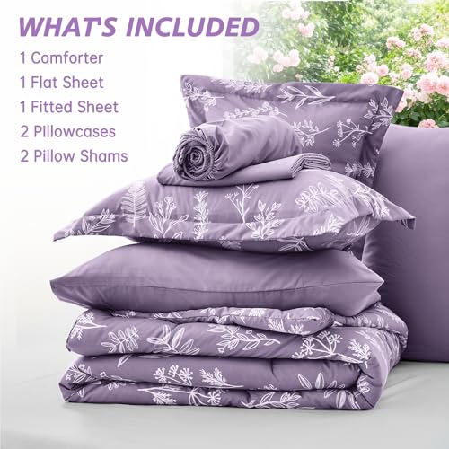Grayish Purple Bed in a Bag Queen 7 Pieces