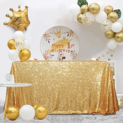 Sequin Tablecloth 50x72 Inch Gold for Wedding Party