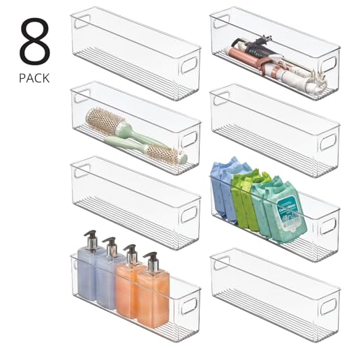 Plastic Bathroom Storage Container Bins w (8 Count)