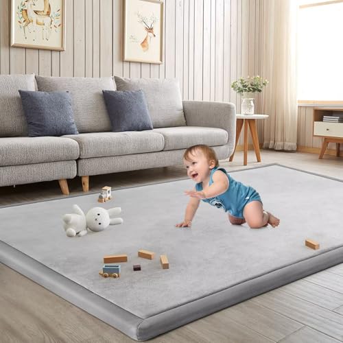 Baby Play Mat for Floor Nursery Rug Muscle Mat Area Rug Playroom Rug 59"x79" Playpen Mat Elastic Foam 1.3" Thick Crawling Mat for Babies