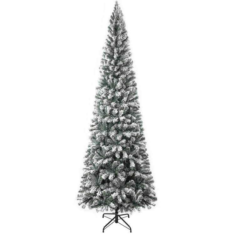 9ft Slim Snow Flocked Christmas Tree with Lights