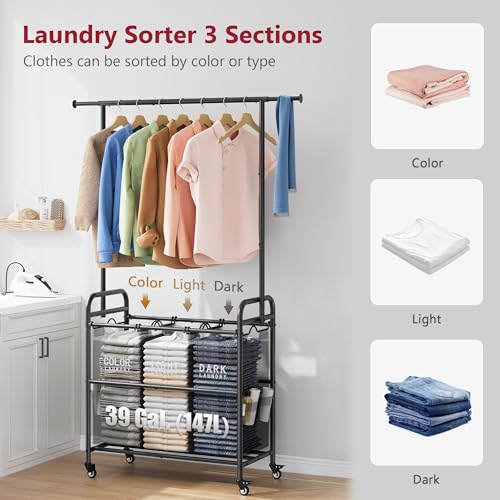Laundry Sorter with Hanging Bar