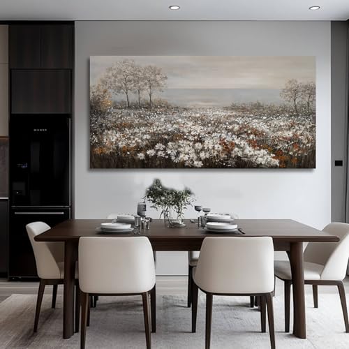 Wildflower Wall Art Rustic Farmhouse Wall Decor Countryside Canvas Prints for Bedroom Large Landscape Painting for Living Room Hallway Decor 29x58 Inch