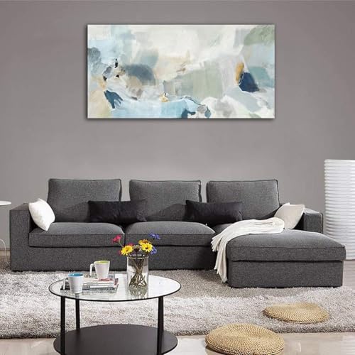 Abstract Canvas Wall Art Teal Abstract Pictures Canvas Painting Modern Bluish Green Canvas Prints Turquoise Artwork Wall Decor for Living Room Bedroom Home Office Wall Decoration 29" x 58"