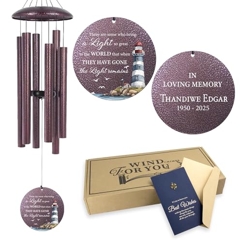 30/36/45inch Personalized Memorial Wind Chimes for Loss of Loved One, Memorial Gifts for Loss of Mother/Father, Sympathy Gifts for Funeral Condolence Bereavement Grief