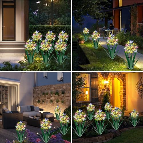 Solar Metal Agave Butterfly Flower Stick Garden Sculpture (3 Count)