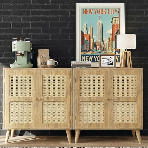 Rattan Sideboard Buffet Cabinet with Storage
