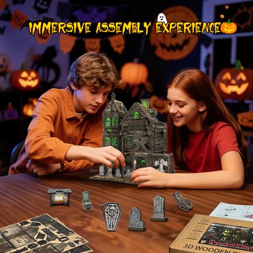 3D Wooden Puzzle Haunted House Model Set