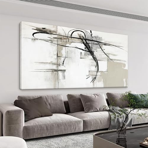 Abstract Wall Art Modern Wall Canvas Decorations Maximalist Black Line Canvas Wall Art Decor Prints Minimalist Large Artwork For Living Room Bedroom Kitchen Office Home Wall Artwork 29"×58"