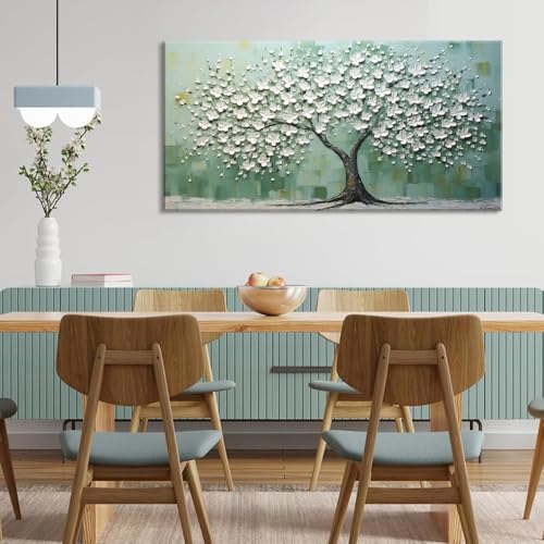 Turquoise Tree of Life Wall Art for Living Room Canvas Prints Artwork Modern Abstract Bedroom Office Painting Decor