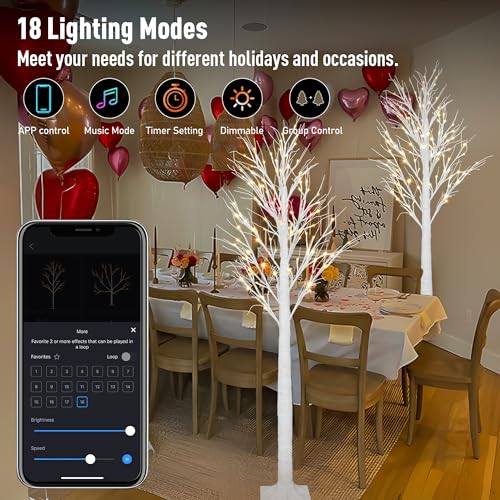 Smart Lighted Birch Twig Tree with Fairy Lights (2 Count)