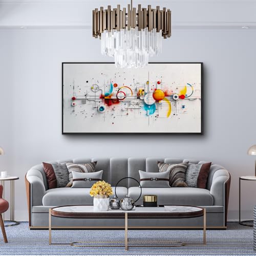Black Framed Wall Art For Living Room Canvas Wall Decor For Bedroom Abstract Line Geometric Artwork Wall Pictures Boho Painting Office Decoration Ready to Hang Modern Home Decor 20x40 In