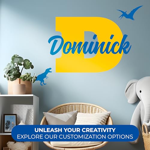 Multiple Font Personalized Name & Initial Vinyl Wall Decals I Nursery Wall Decal for Baby Boy & Girl Decoration I Stickers for Kids I Multi