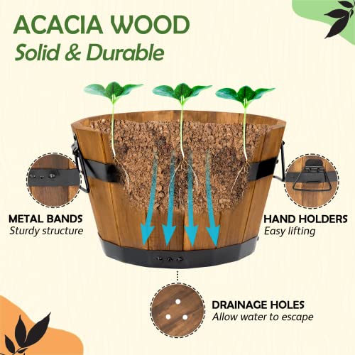 Set of 3 Wooden Flower Boxes Outdoor (3 Count)