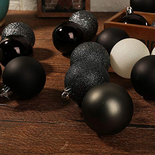 30 Pack Glitter Print Contrast Color Christmas Ball Ornaments (24 Count)