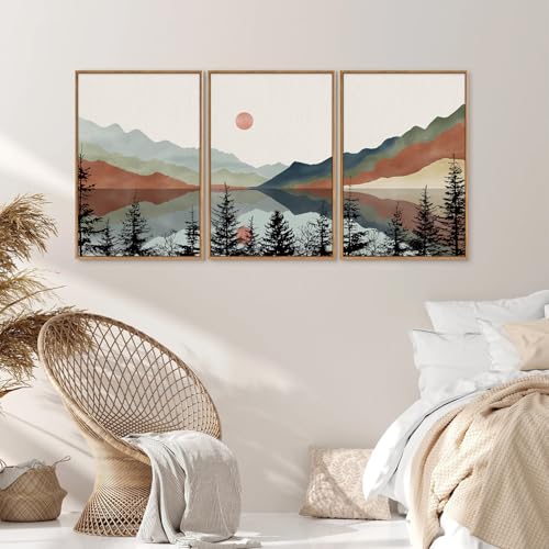 Boho Mountain Framed Canvas Wall Art Set (3 Count)