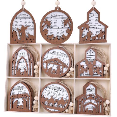 18 Pieces Sheet Music Nativity Scene Christmas Tree Ornaments Set (18 Count)