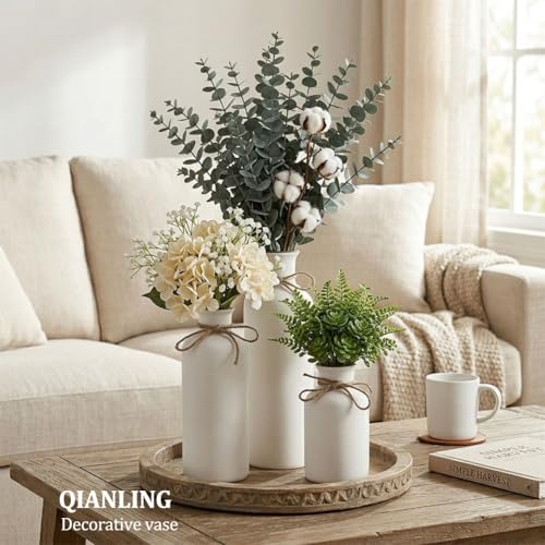 White Ceramic Vase Set (3 Count)