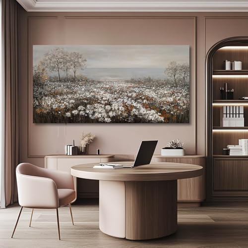 Wildflower Wall Art Rustic Farmhouse Wall Decor Countryside Canvas Prints for Bedroom Large Landscape Painting for Living Room Hallway Decor 29x58 Inch