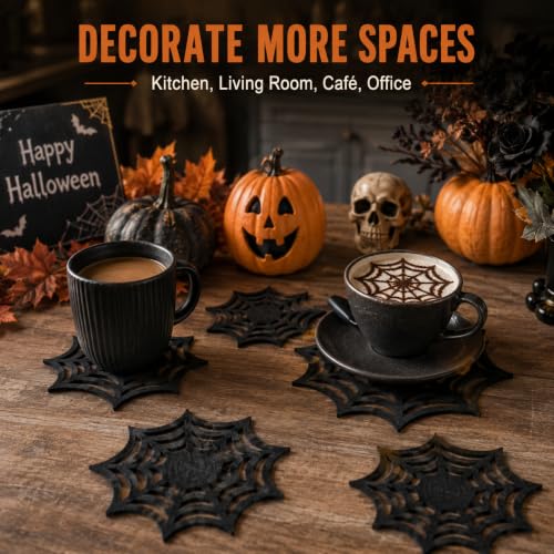 10pcs Halloween Spider Web Coasters Placemat Decorative Table Placemats Doilies Halloween Decorarion Supplies (10 Count)