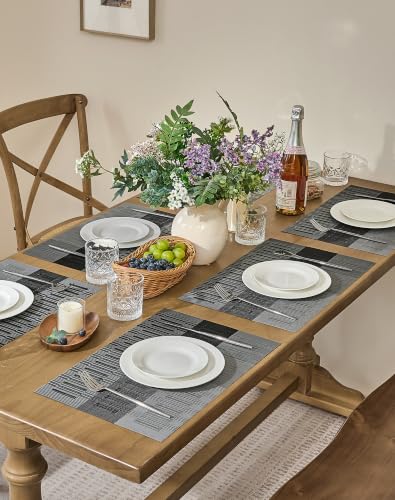 Grey with White Striped Placemats Set of 6 (6 Count)