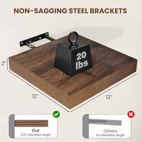Square Floating Shelves 12x12” Set of 2 (2 Count)