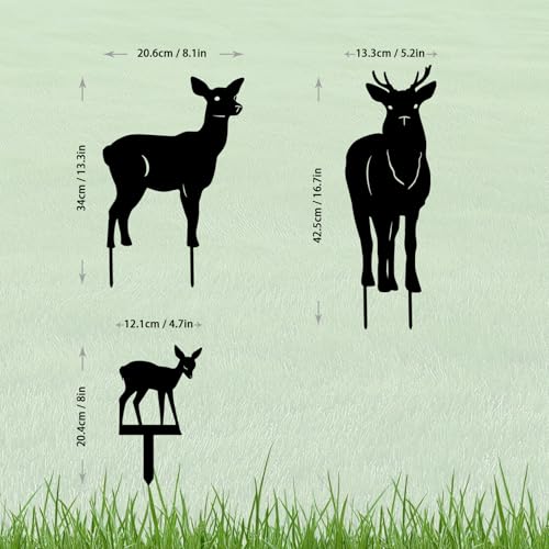 3 Pack Deer Metal Garden Decorative Stakes (3 Count)