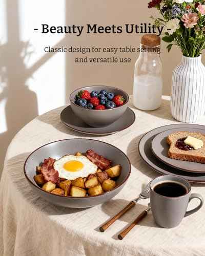 Venus Stoneware Dinnerware Sets with Pasta Bowls (24 Count)