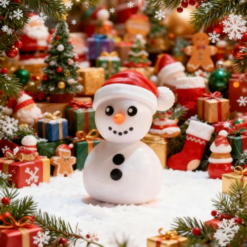Christmas Snowman Figurines Cute Finger Statue Sculpture Decorations Indoor Cartoon Snowman Ornaments Christmas Desktop Decor Winter Tabletop Statue for Xmas Party Home Decoration