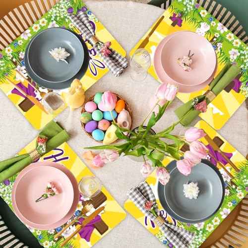 Happy Easter Placemats Set of 6 He is Risen Plastic Table Mat 17×13×0.04in (6 Count)