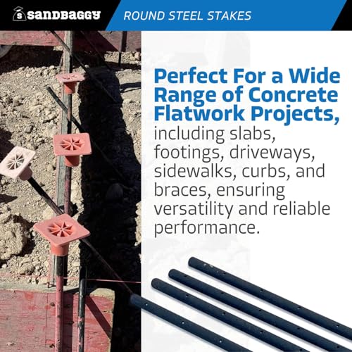 60 Inch Round Steel Concrete Form Stakes with Nail Holes (25 Count)