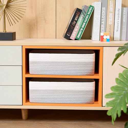 Large Shallow Organizing Baskets 15x11x5.1 Inches (4 Count)
