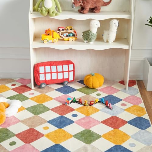 2x3 Area Rug Washable Kids Rug Colorful Playful Entryway Doormat (6 Sq Ft)