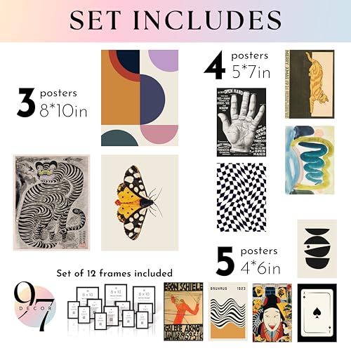 Eclectic Framed Wall Art Set (12 Count)