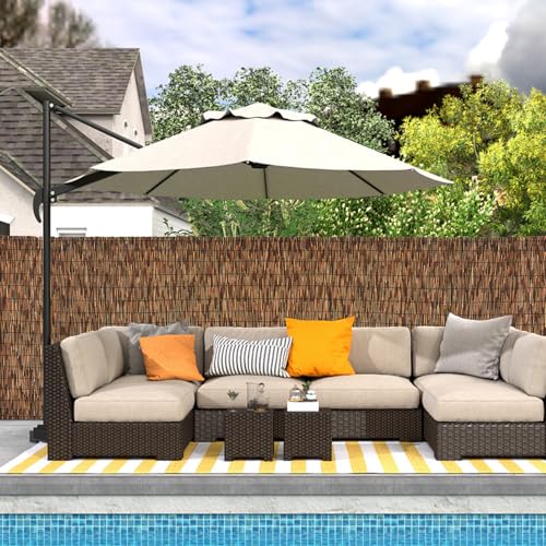 Brown 5.6FT X16.4FT Reed Fencing Roll Bamboo Privacy Fence Screen