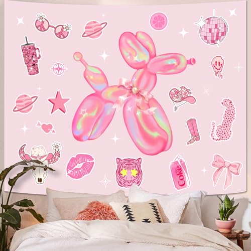 Y2K Tapestry Pink Dog Wall Tapestry