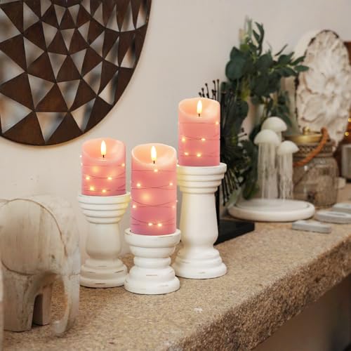 Flameless Candles with String Lights (3 Count)