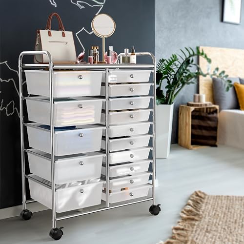 15 Drawers Rolling Utility Cart Art Craft Storage