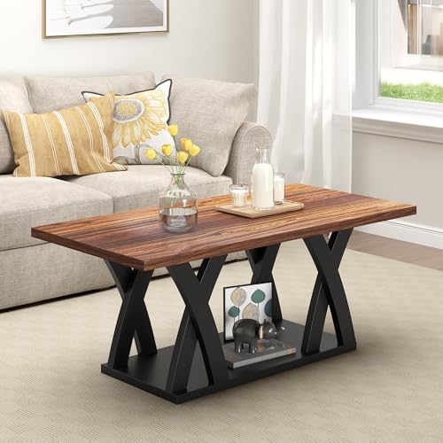 47" Farmhouse Coffee Table with Storage Shelf