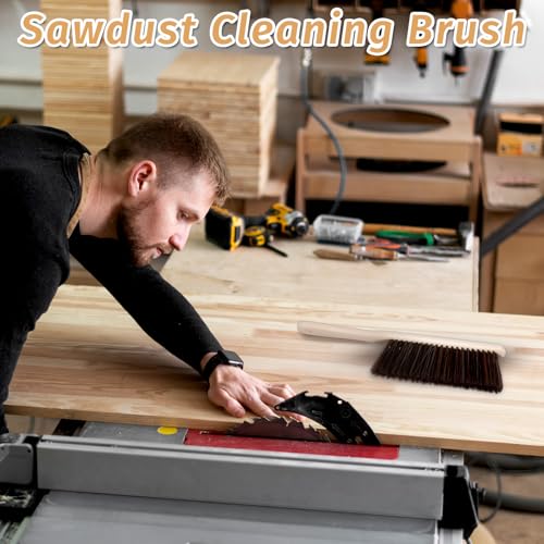 8 Pieces Hand Broom Brush Woooden Dust Brush Bulk Bench Brushes with Long Wood Handle Soft Bristle Whisk Broom Hand Held for Counter Bed Sofa Bench Car Fireplace Clothes Household Cleaning (8 Count)