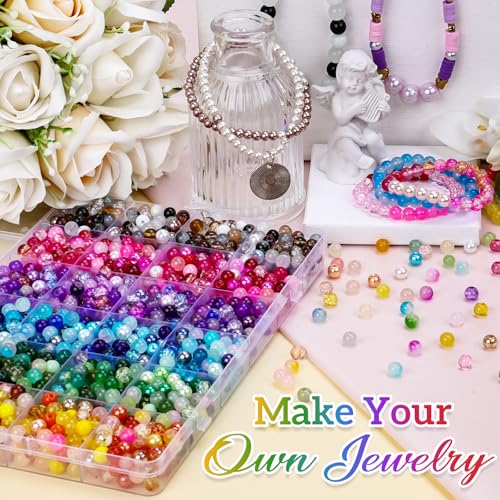 About 1200PCS 6mm Glass Beads Bracelet Making Set (1200 Count)