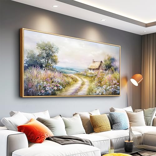 Wood Framed Canvas Wall Art For Living Room Large Wall Decor For Office Bedroom Decoration Country Road Landscape Pictures Farmhouse Paintings Artwork Mural Aesthetic Home Decor 30x60 In