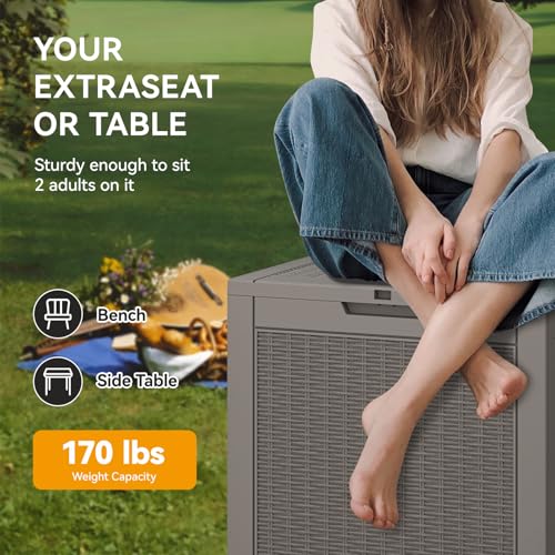 33 Gallon Outdoor Storage Box Waterproof Deck Box for Patio