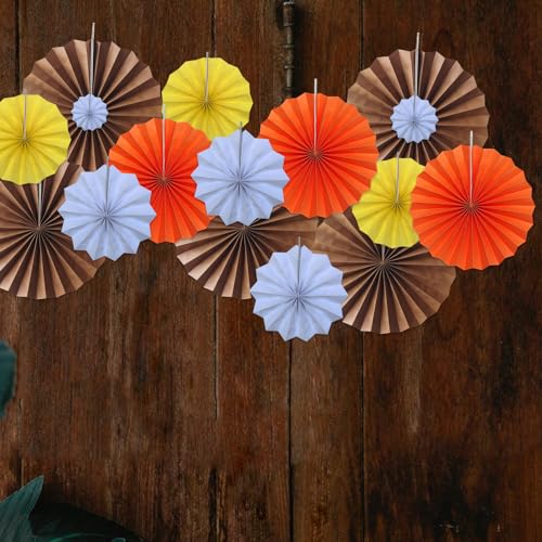 Brown Party Decorations 12in Hanging Paper Fans DIY Set (30 Count)